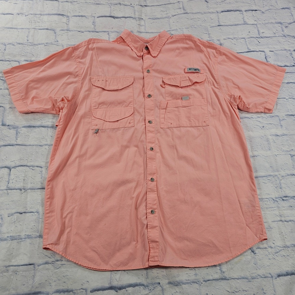 Columbia Men's Peach Short Sleeve Button Down Shirt